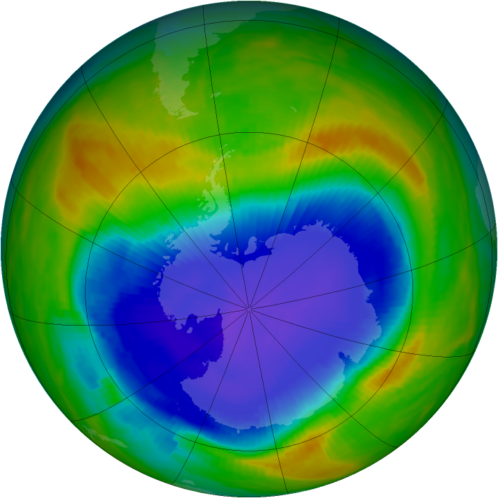 Antarctic ozone map for 30 October 1987